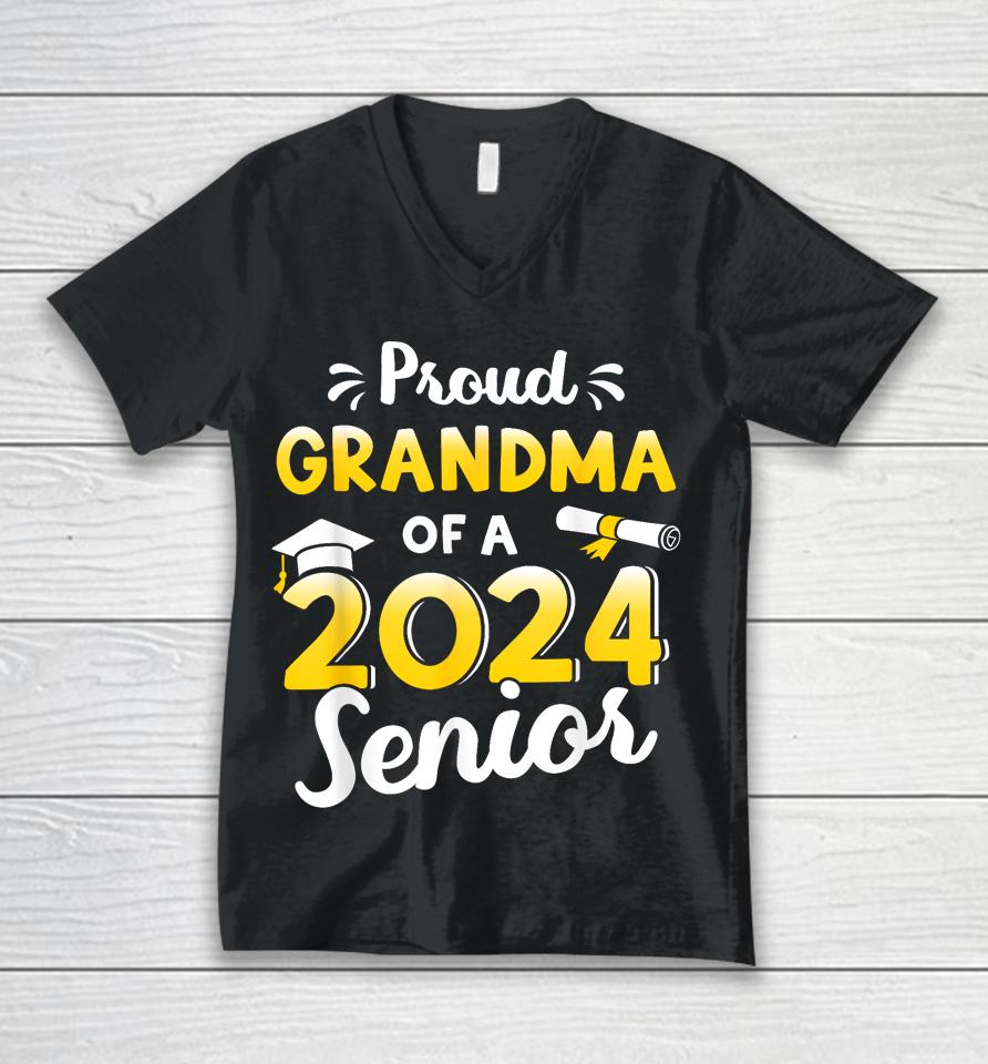 Proud Grandma Of A Graduation Class Of 2024 Senior Graduate Unisex V-Neck T-Shirt