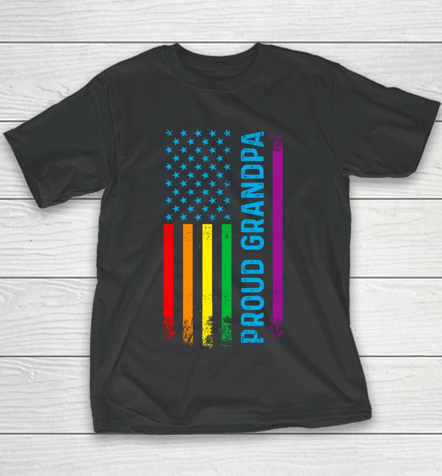 Proud Grandpa Lgbt Lgbtq Gay Pride Rainbow Flag Youth T-Shirt