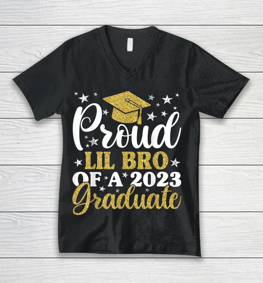 Proud Lil Bro Of A 2023 Graduate, Graduation Family Unisex V-Neck T-Shirt