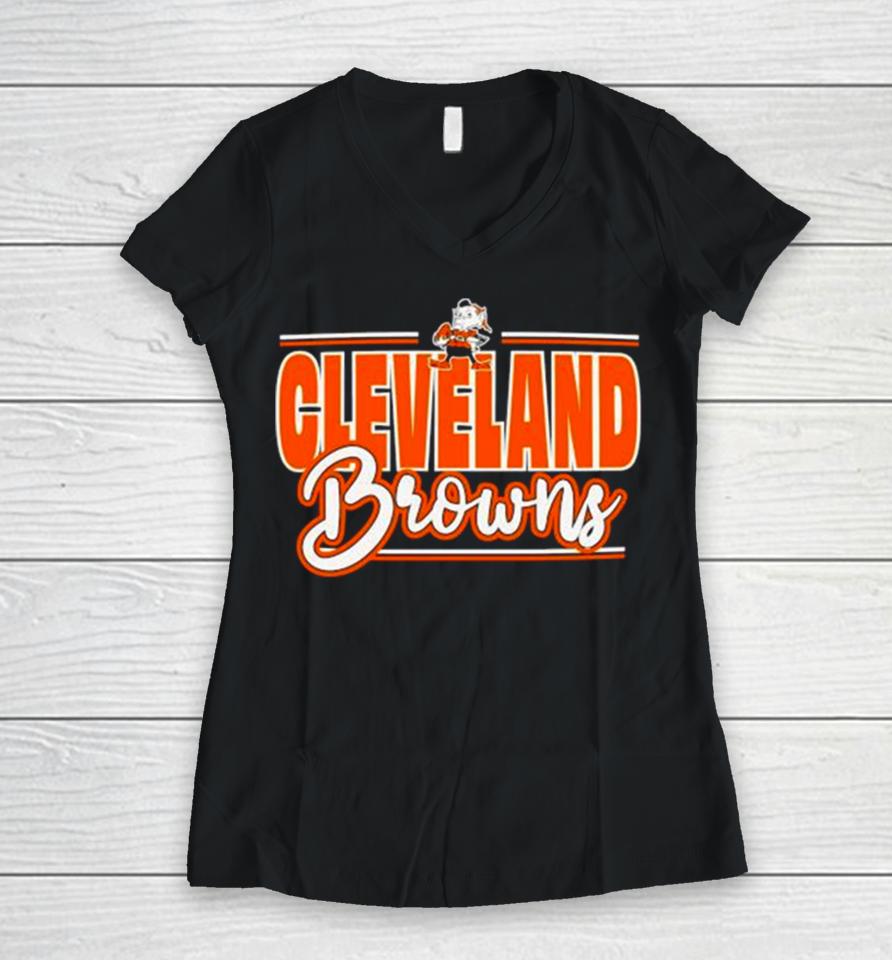 Proud Mascot Cleveland Browns Football Women V-Neck T-Shirt