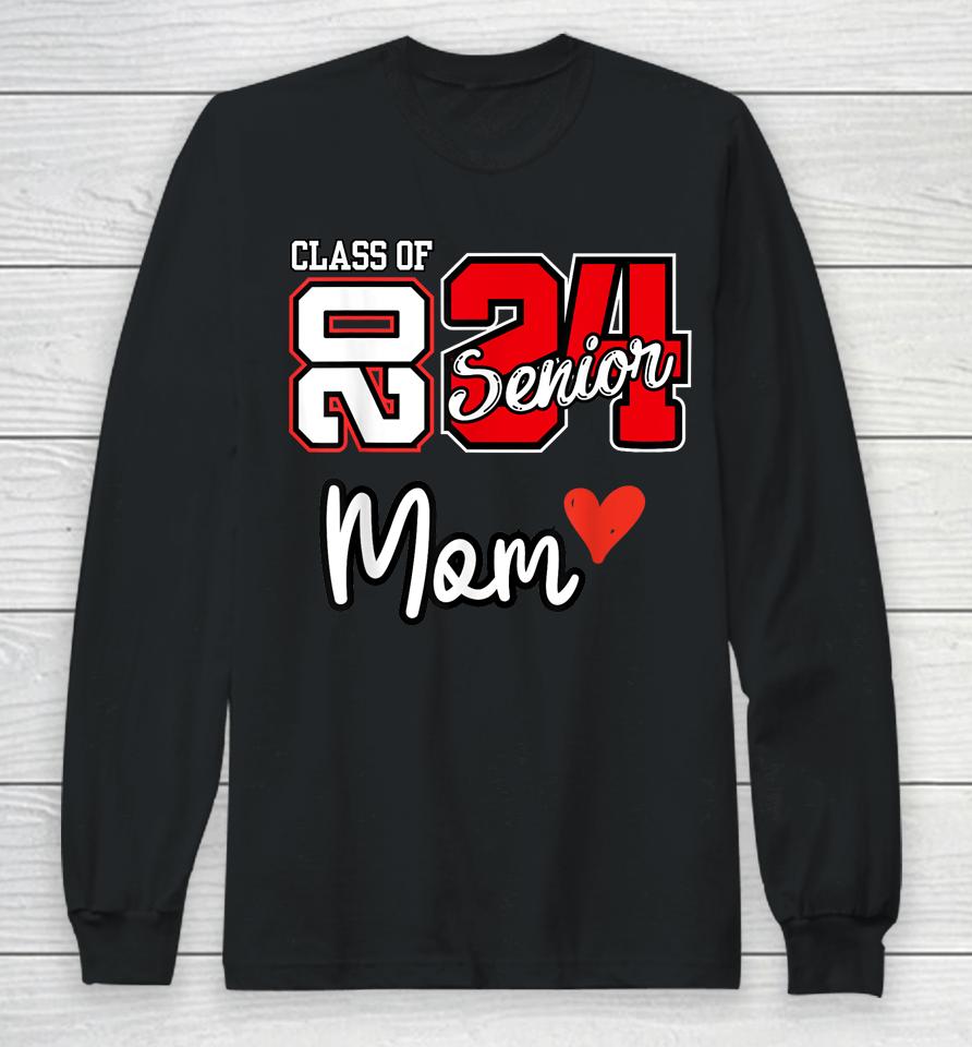 Proud Mom Senior 2024 Class Of 2024 Cute Heart Graduation 24 Long Sleeve T-Shirt