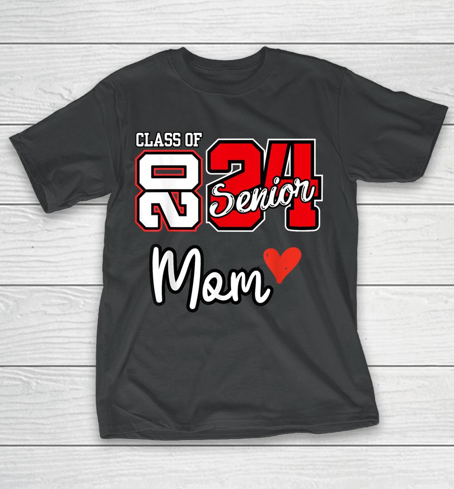 Proud Mom Senior 2024 Class Of 2024 Cute Heart Graduation 24 T-Shirt