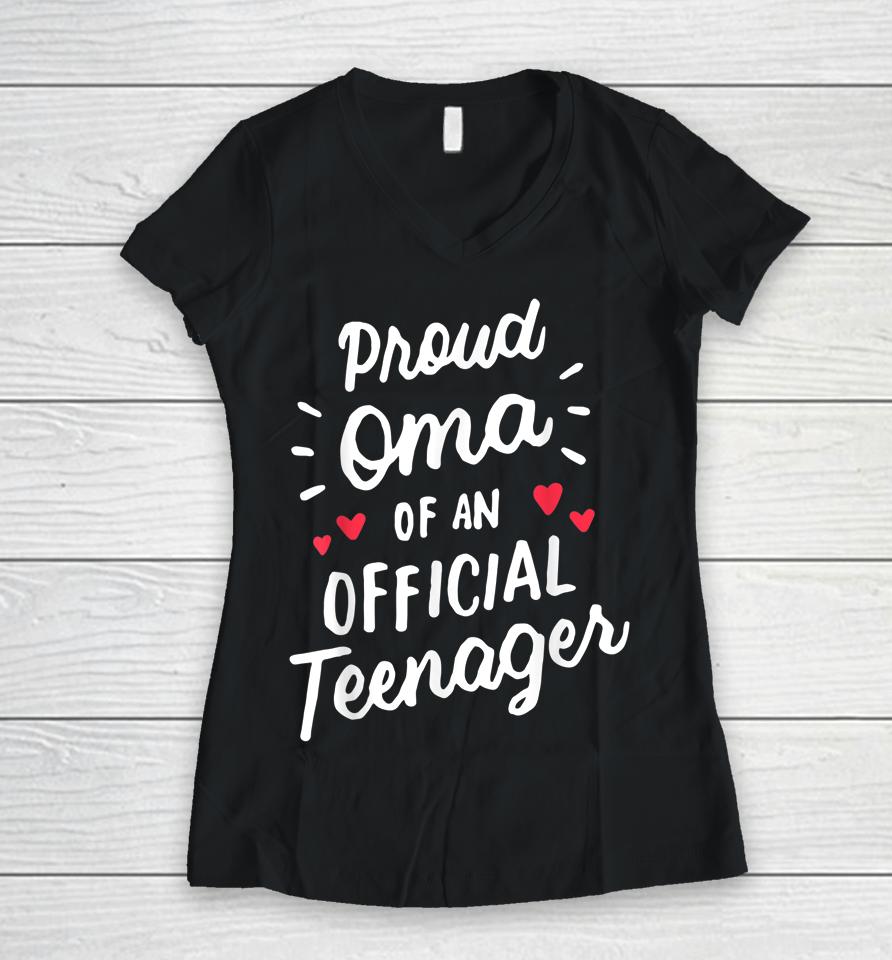 Proud Oma Of An Official Teenager 13Th Birthday Party Women V-Neck T-Shirt