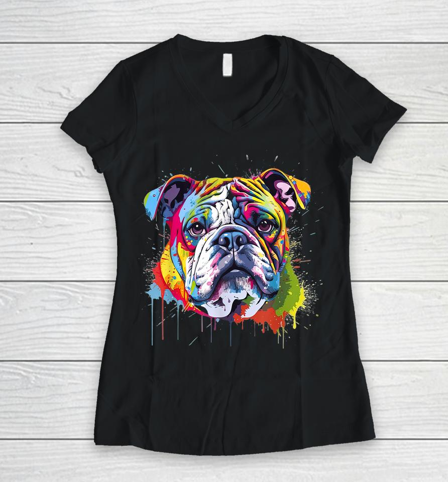 Proud To Be A Bulldog Lover Women V-Neck T-Shirt