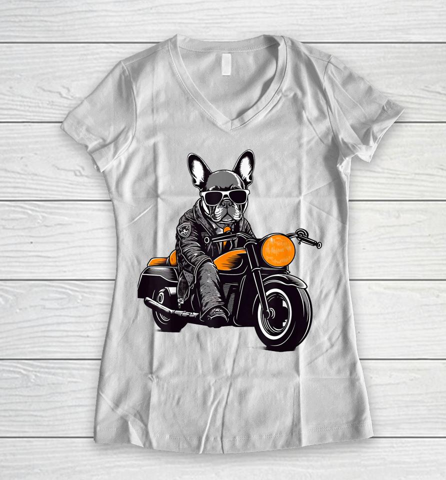 Proud To Be A Frenchie Lover Women V-Neck T-Shirt