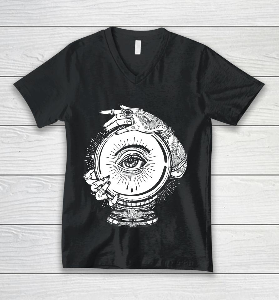 Psychic Crystal Ball Mystic Gypsy Fortune Teller Unisex V-Neck T-Shirt
