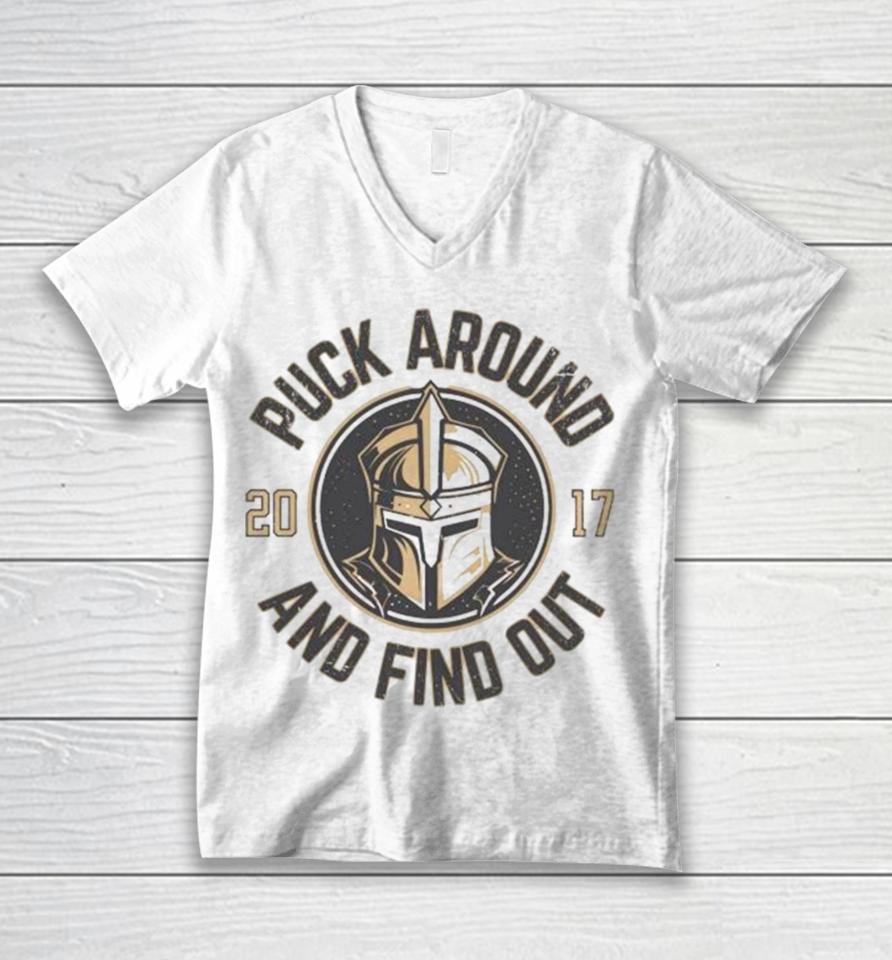 Puck Around And Find Out Vegas Golden Knights Unisex V-Neck T-Shirt