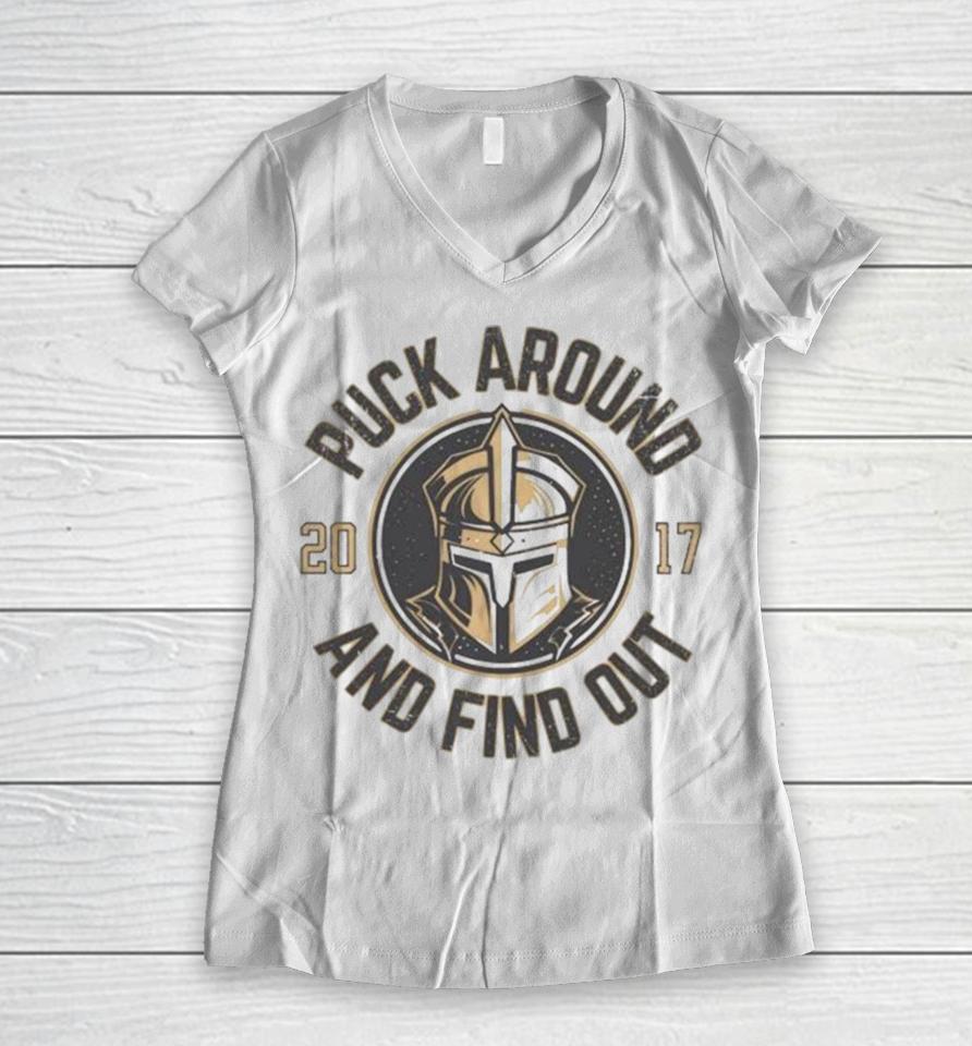 Puck Around And Find Out Vegas Golden Knights Women V-Neck T-Shirt