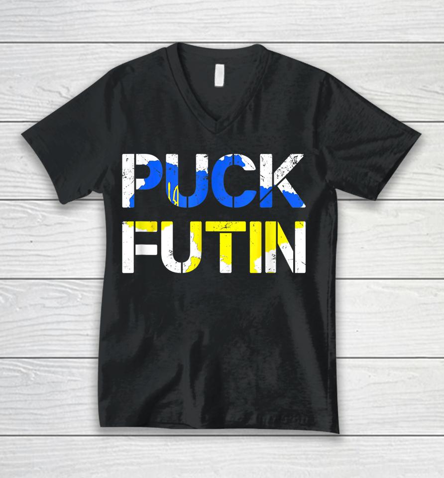 Puck Futin Funny Fuck Putin Unisex V-Neck T-Shirt