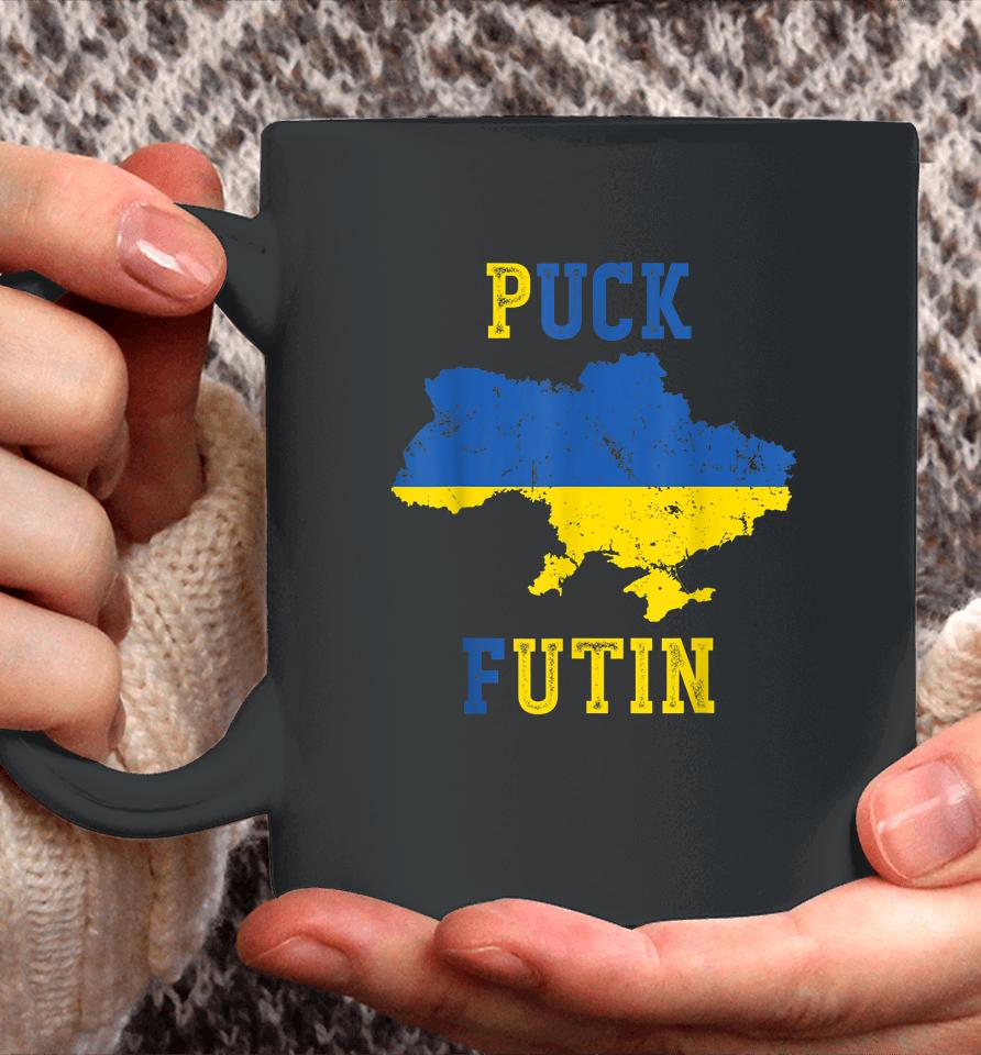 Puck Futin Funny I Stand With Ukraine Ukrainian Love Support Coffee Mug