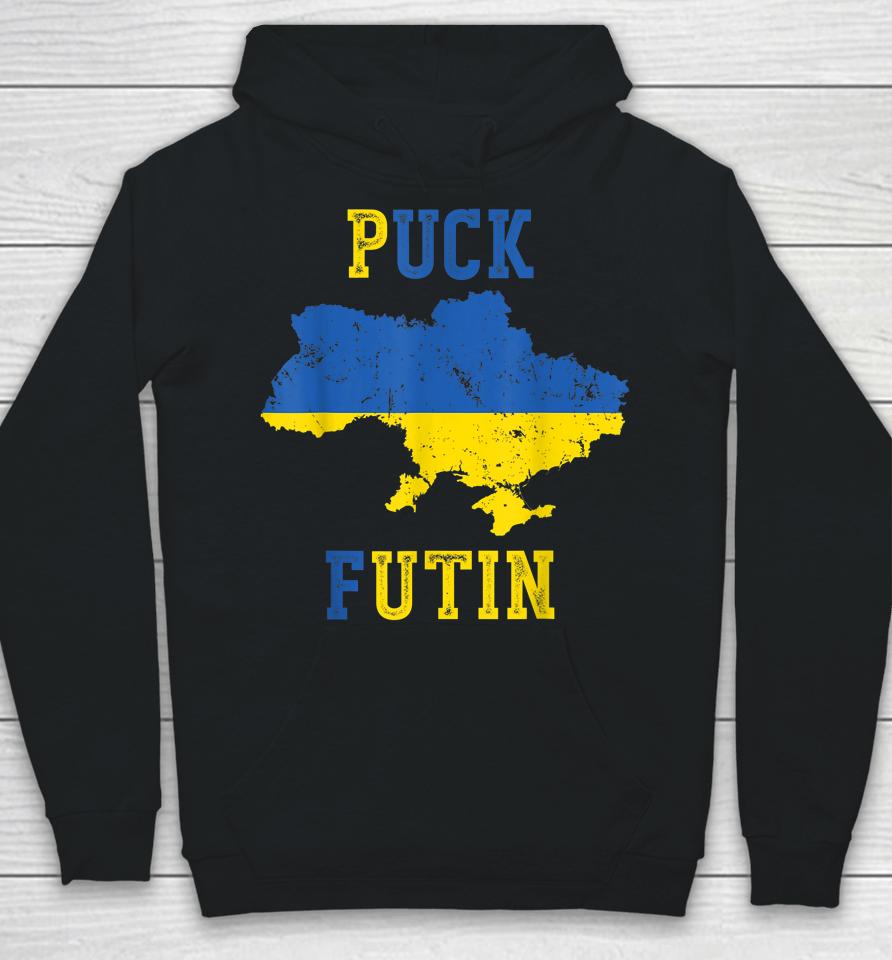 Puck Futin Funny I Stand With Ukraine Ukrainian Love Support Hoodie