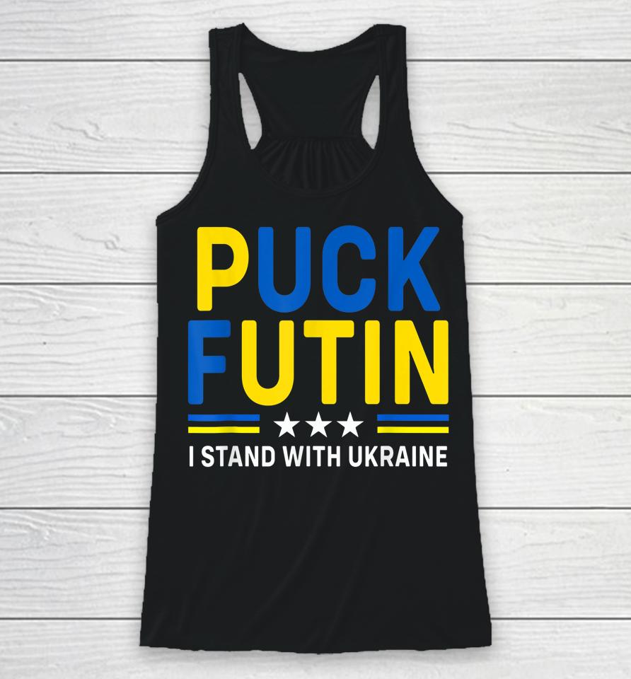 Puck Futin I Stand With Ukraine Flag Support Racerback Tank