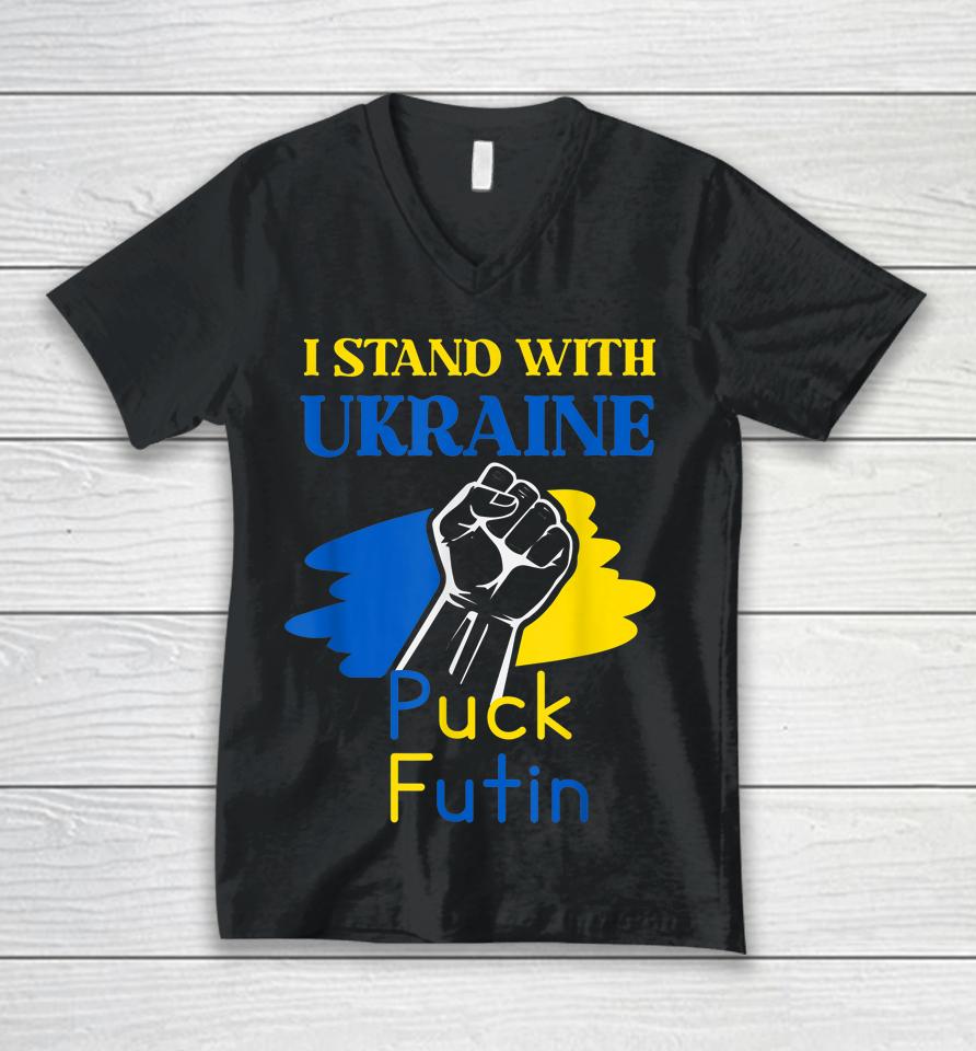 Puck Futin I Stand With Ukraine Unisex V-Neck T-Shirt
