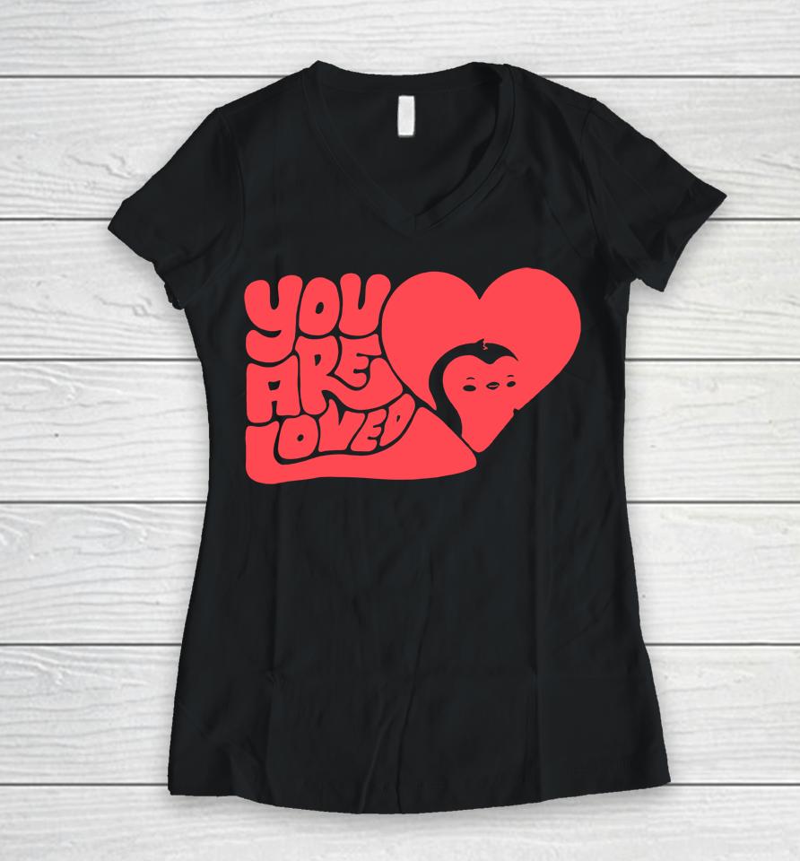 Pudgy Penguins Merch You Are Loved Women V-Neck T-Shirt