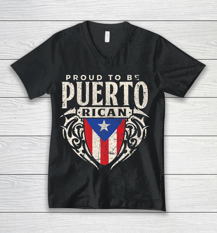 Puerto Rico Flag Tee Proud To Be Puerto Rican Souvenir Unisex V-Neck T-Shirt