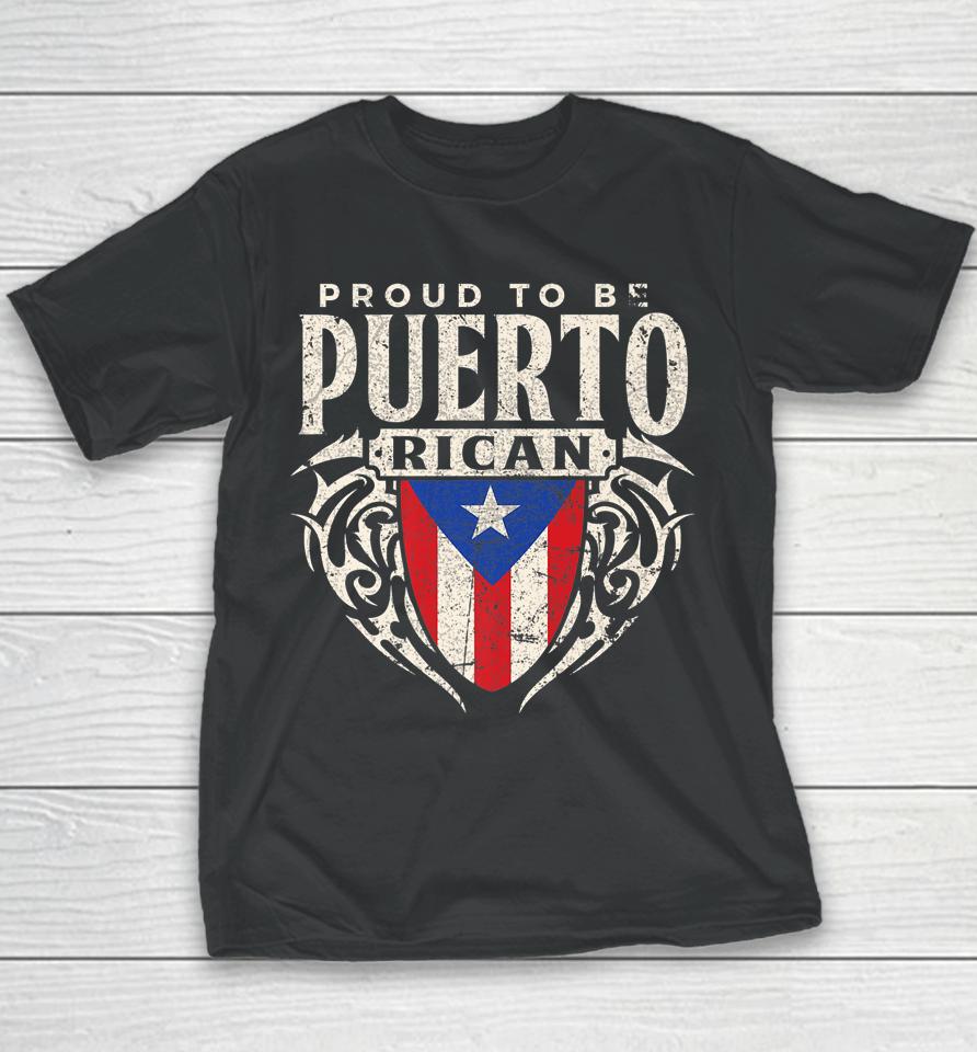 Puerto Rico Flag Tee Proud To Be Puerto Rican Souvenir Youth T-Shirt