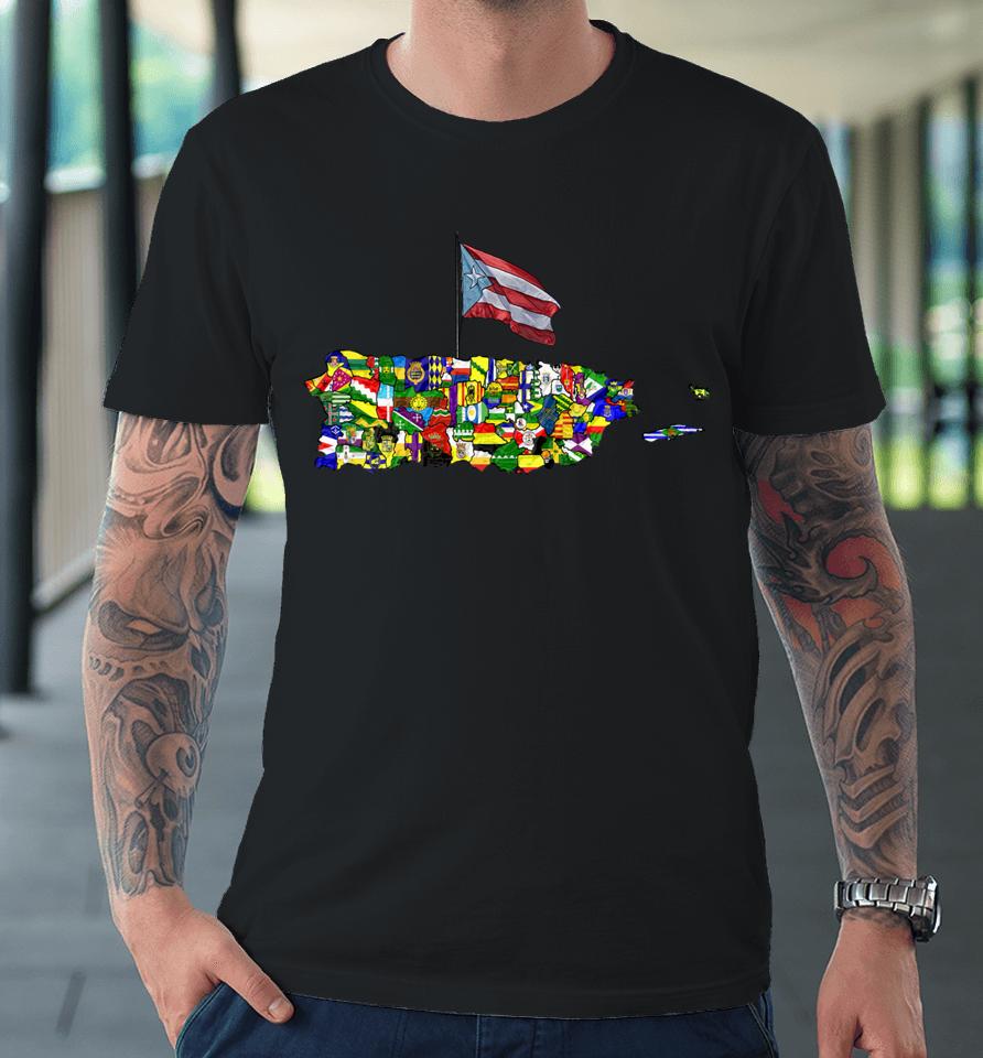 Puerto Rico Flags Map Boricua Flag Premium T-Shirt