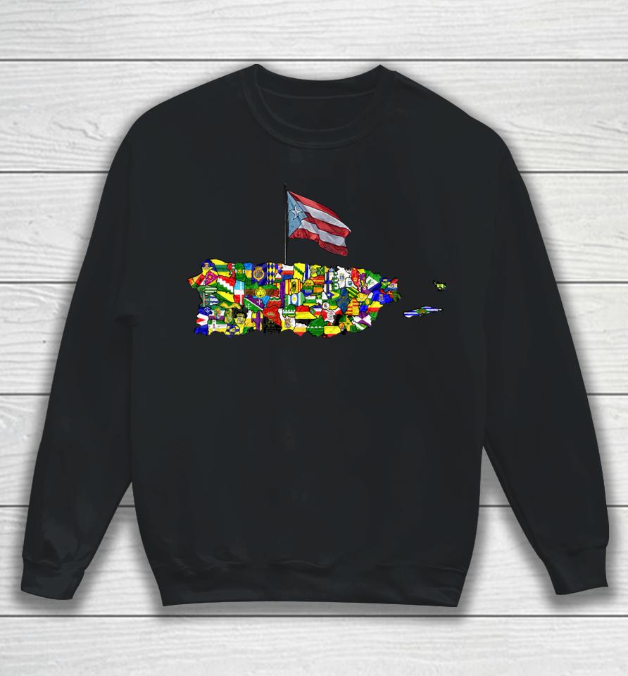 Puerto Rico Flags Map Boricua Flag Sweatshirt