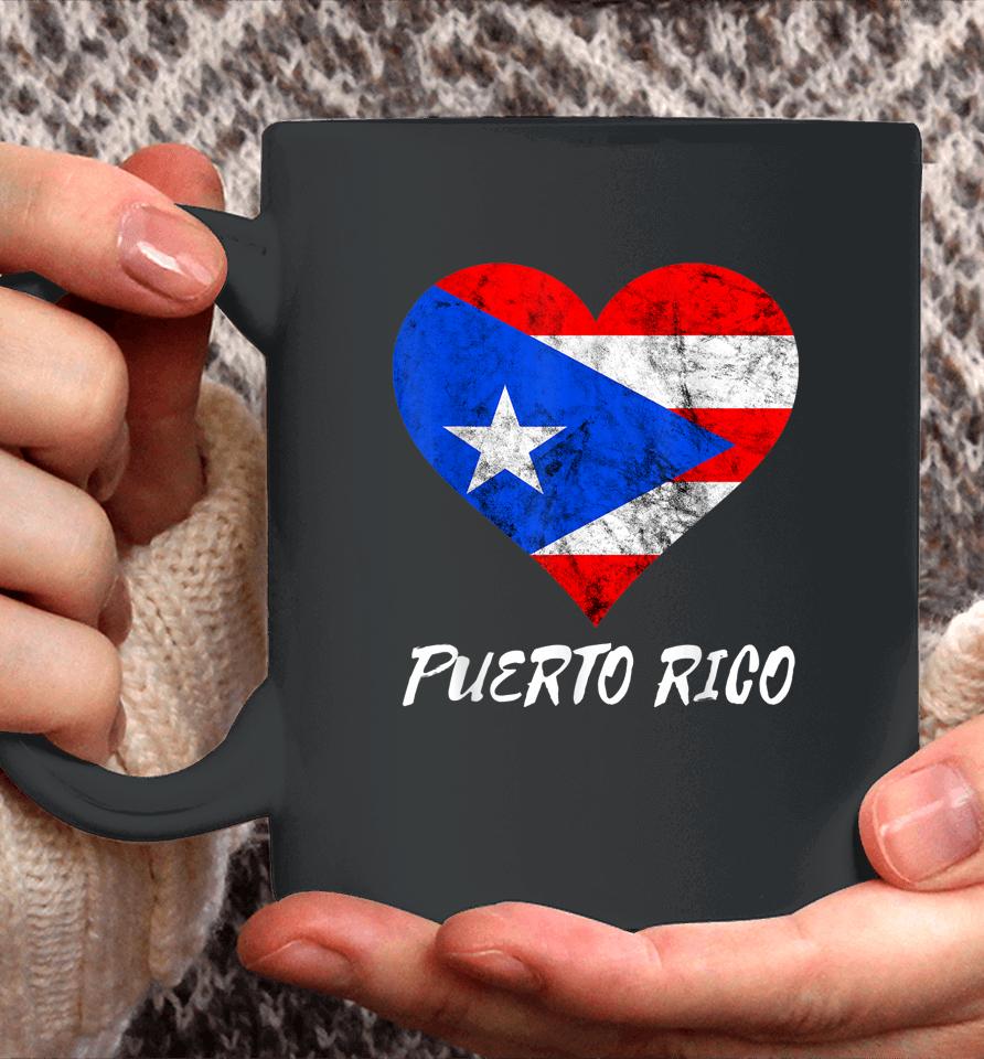 Puerto Rico Heart Puertorro Puerto Rican Flag Boricua Roots Coffee Mug