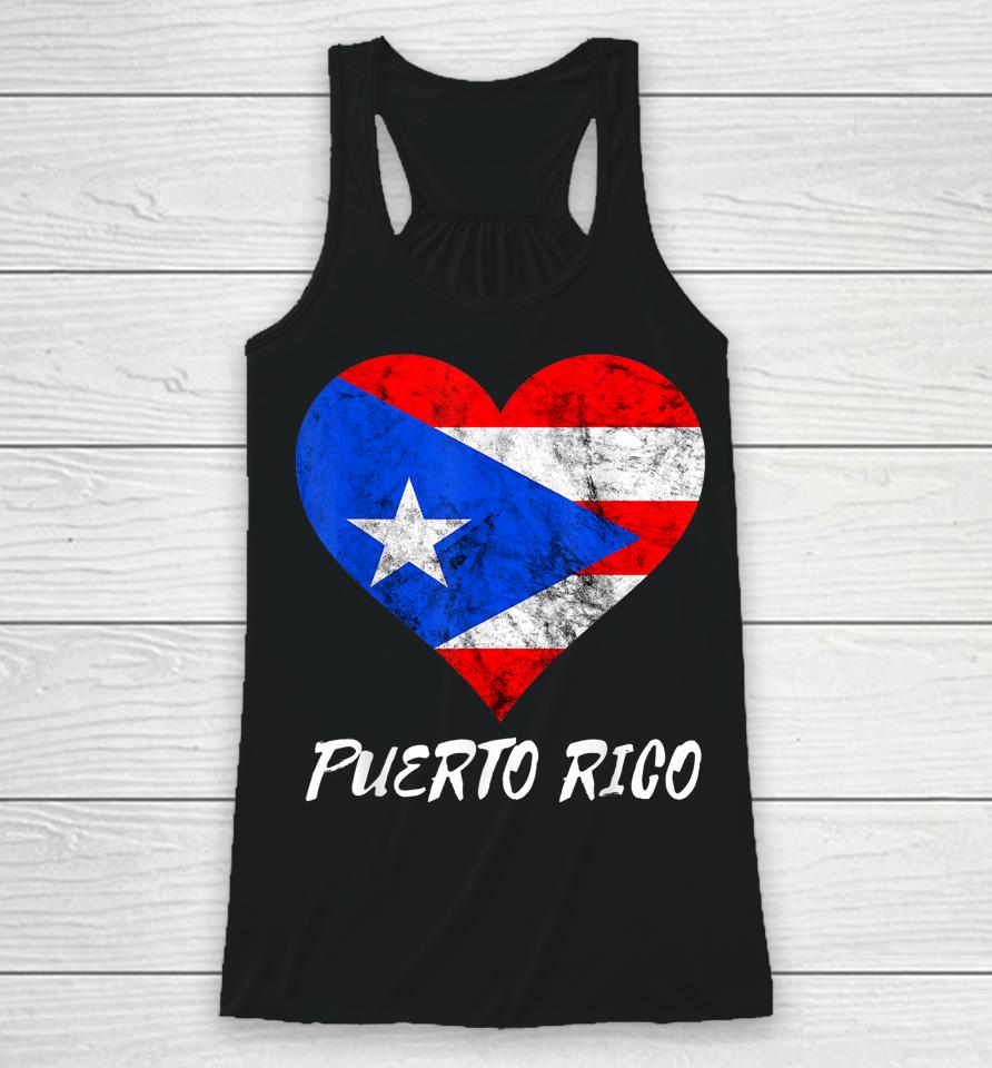 Puerto Rico Heart Puertorro Puerto Rican Flag Boricua Roots Racerback Tank