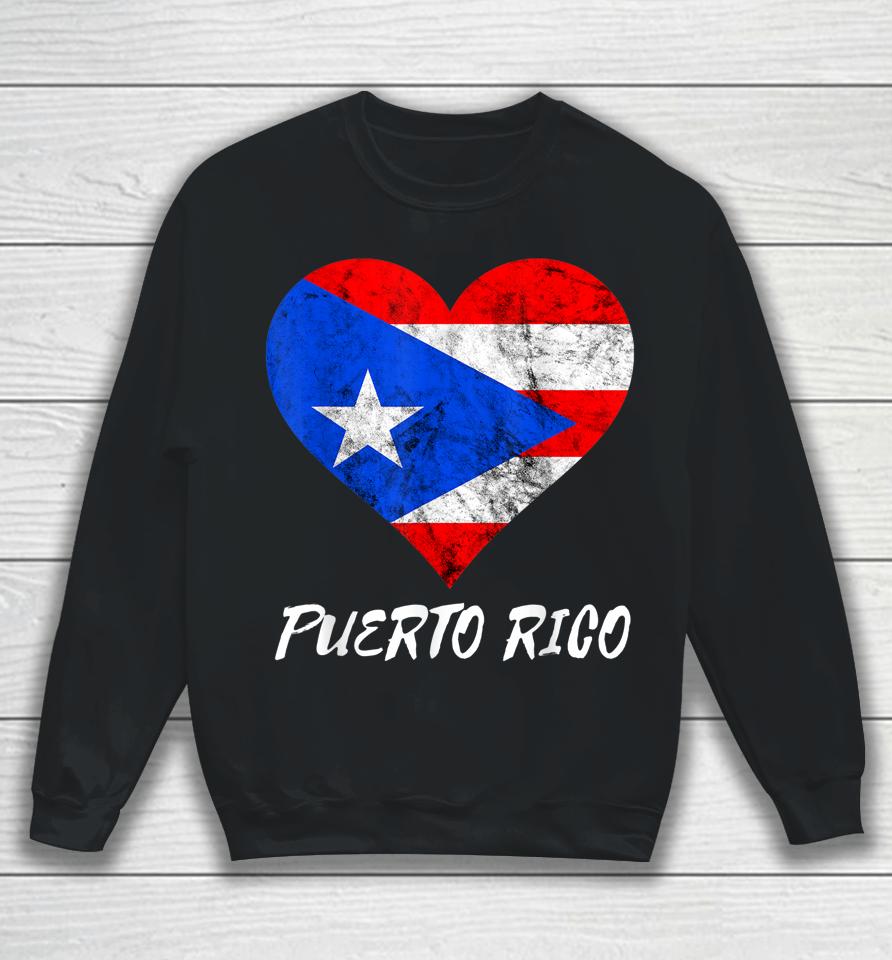 Puerto Rico Heart Puertorro Puerto Rican Flag Boricua Roots Sweatshirt