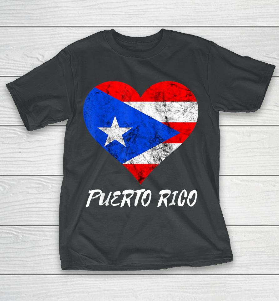 Puerto Rico Heart Puertorro Puerto Rican Flag Boricua Roots T-Shirt