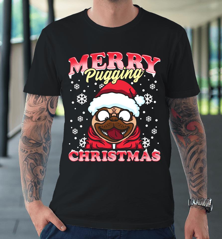 Pug Funny Snowflakes Christmas Dog Wearing A Santa Hat Premium T-Shirt