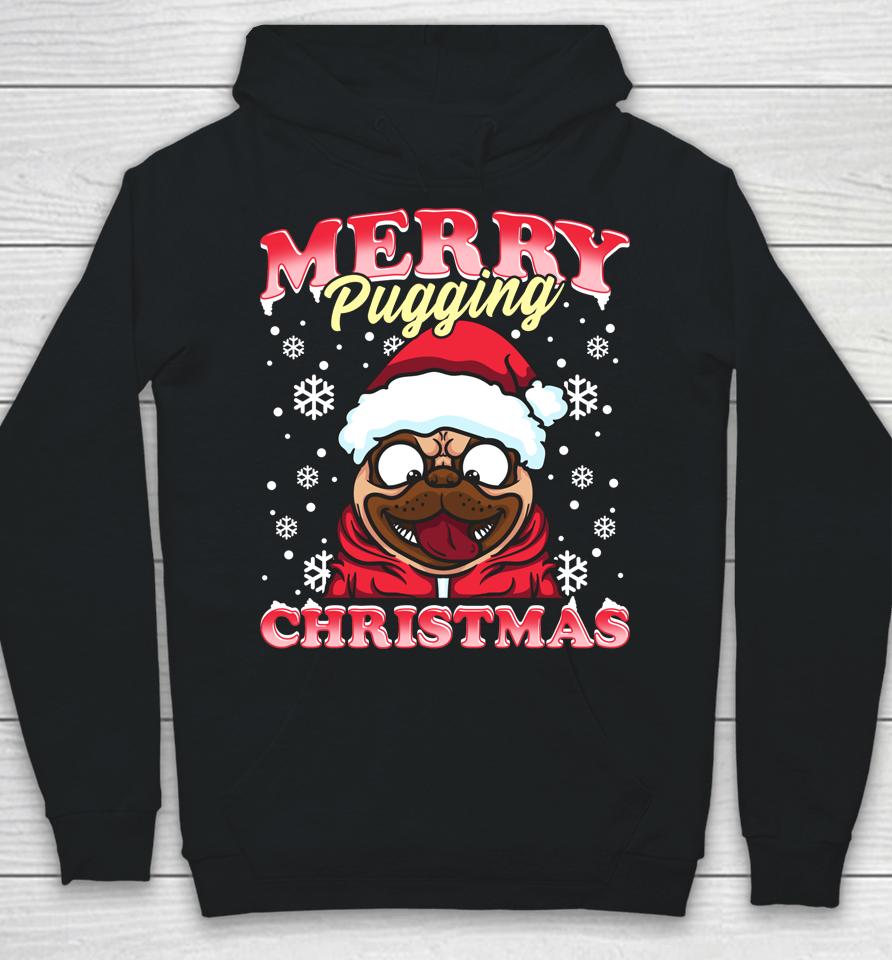 Pug Funny Snowflakes Christmas Dog Wearing A Santa Hat Hoodie