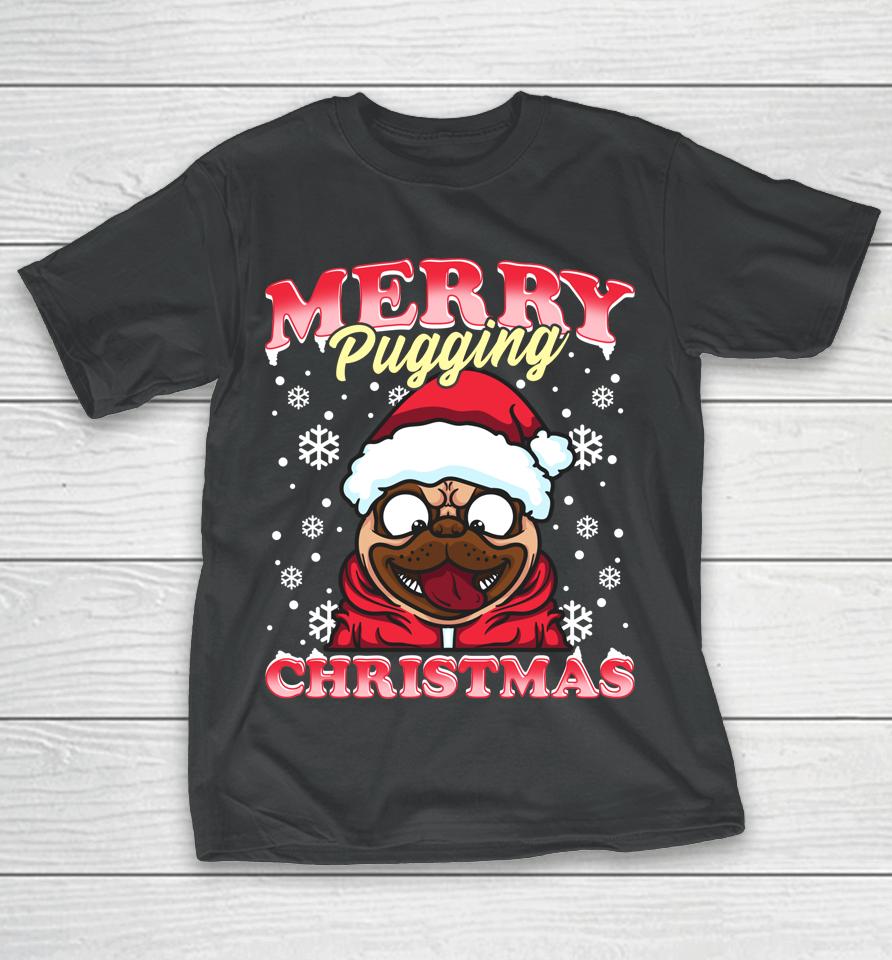 Pug Funny Snowflakes Christmas Dog Wearing A Santa Hat T-Shirt