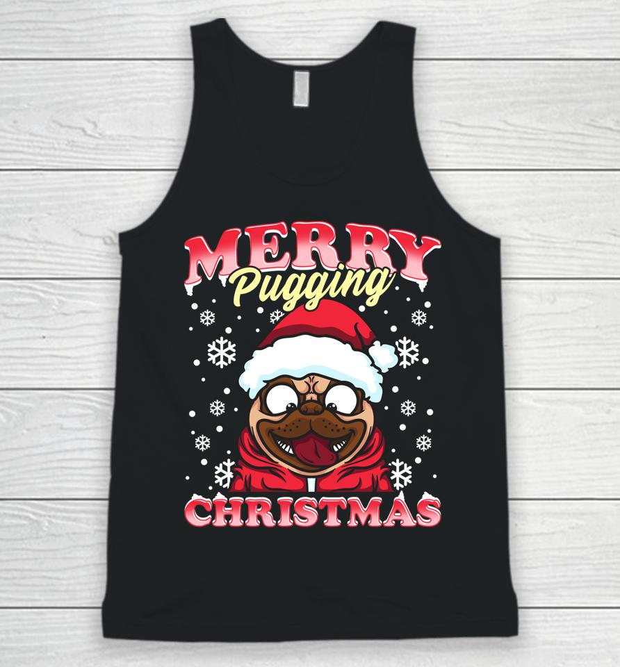 Pug Funny Snowflakes Christmas Dog Wearing A Santa Hat Unisex Tank Top