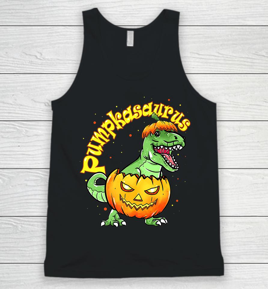Pumpkasaurus Dinosaur Pumpkin Halloween Unisex Tank Top