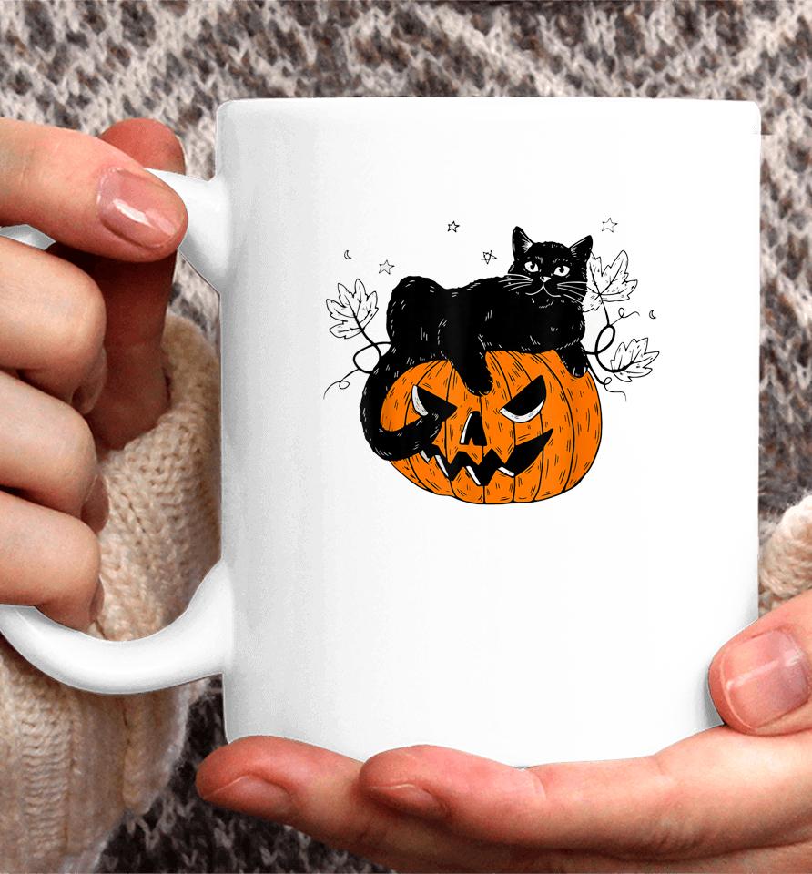 Pumpkin Black Cat Halloween Costume Scary Witch Fall Season Coffee Mug