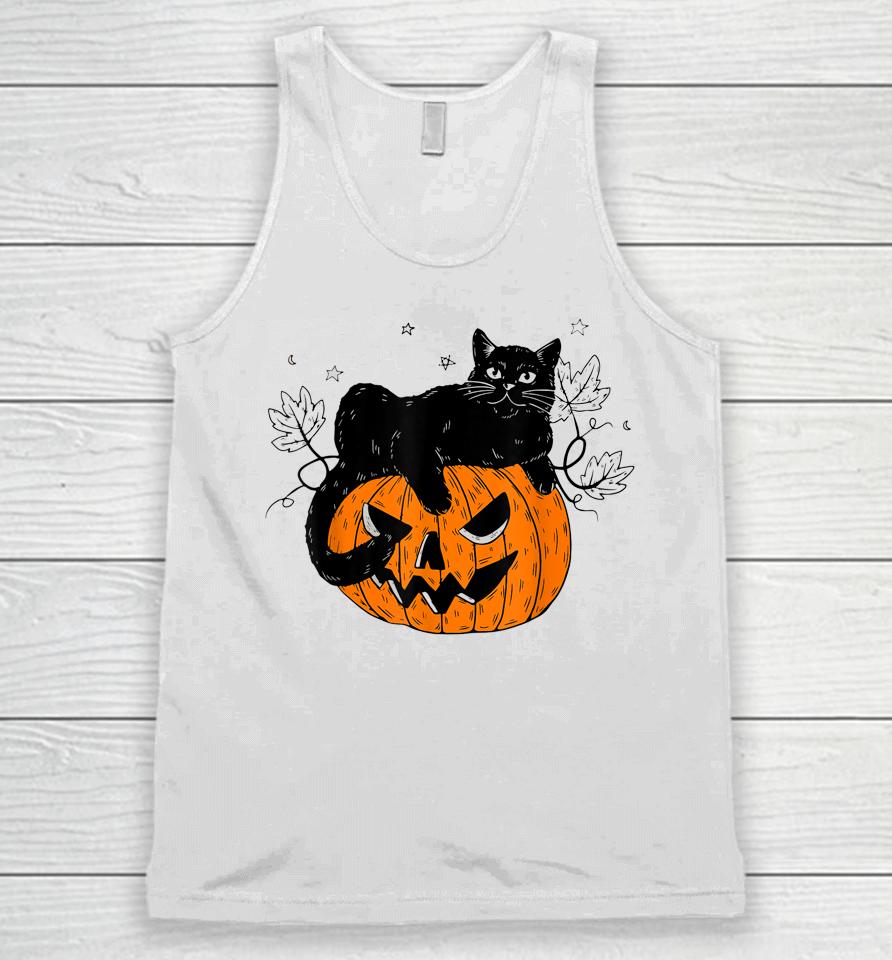 Pumpkin Black Cat Halloween Costume Scary Witch Fall Season Unisex Tank Top