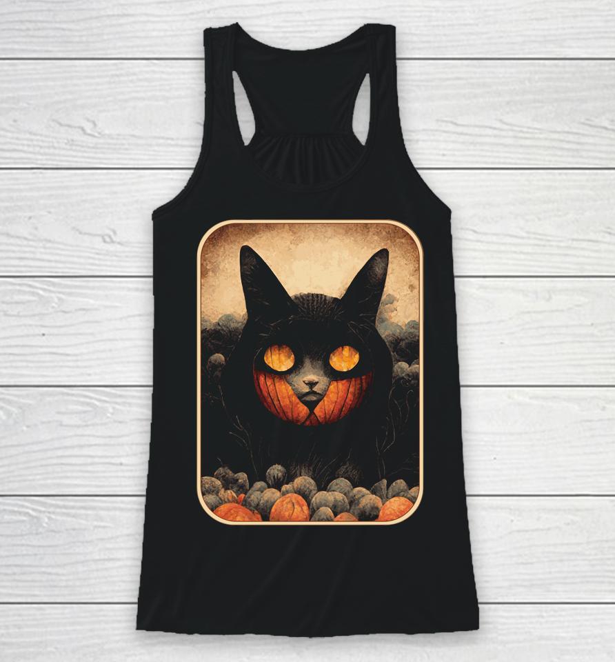 Pumpkin Cat - Black Cat And Pumpkin Racerback Tank