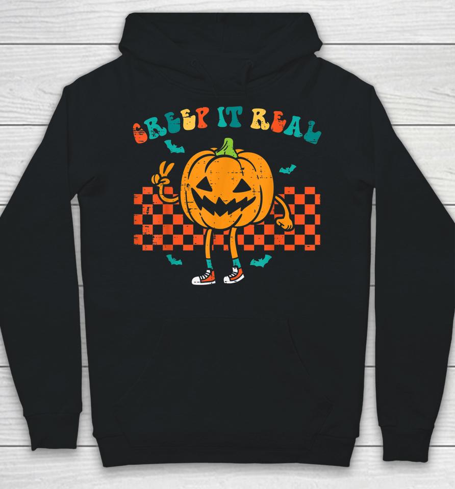 Pumpkin Creep It Real Retro Jackolantern Halloween Costume Hoodie