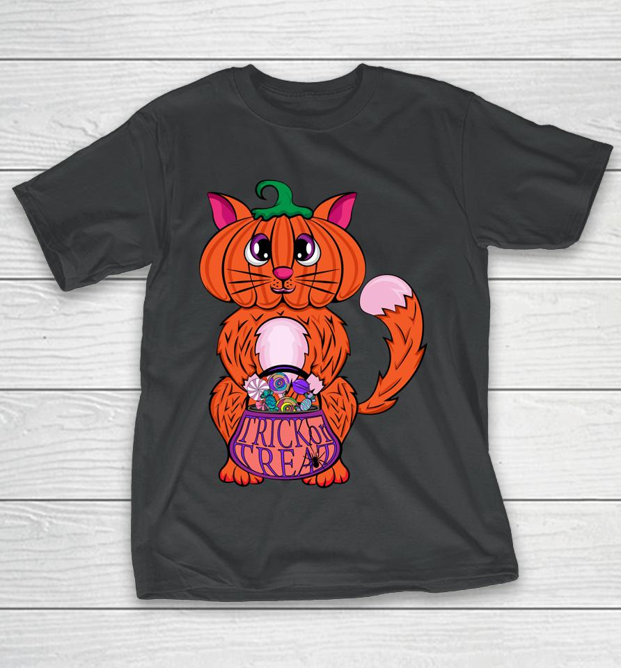 Pumpkin Head Cat - Halloween Cat Pumpkin Cat T-Shirt