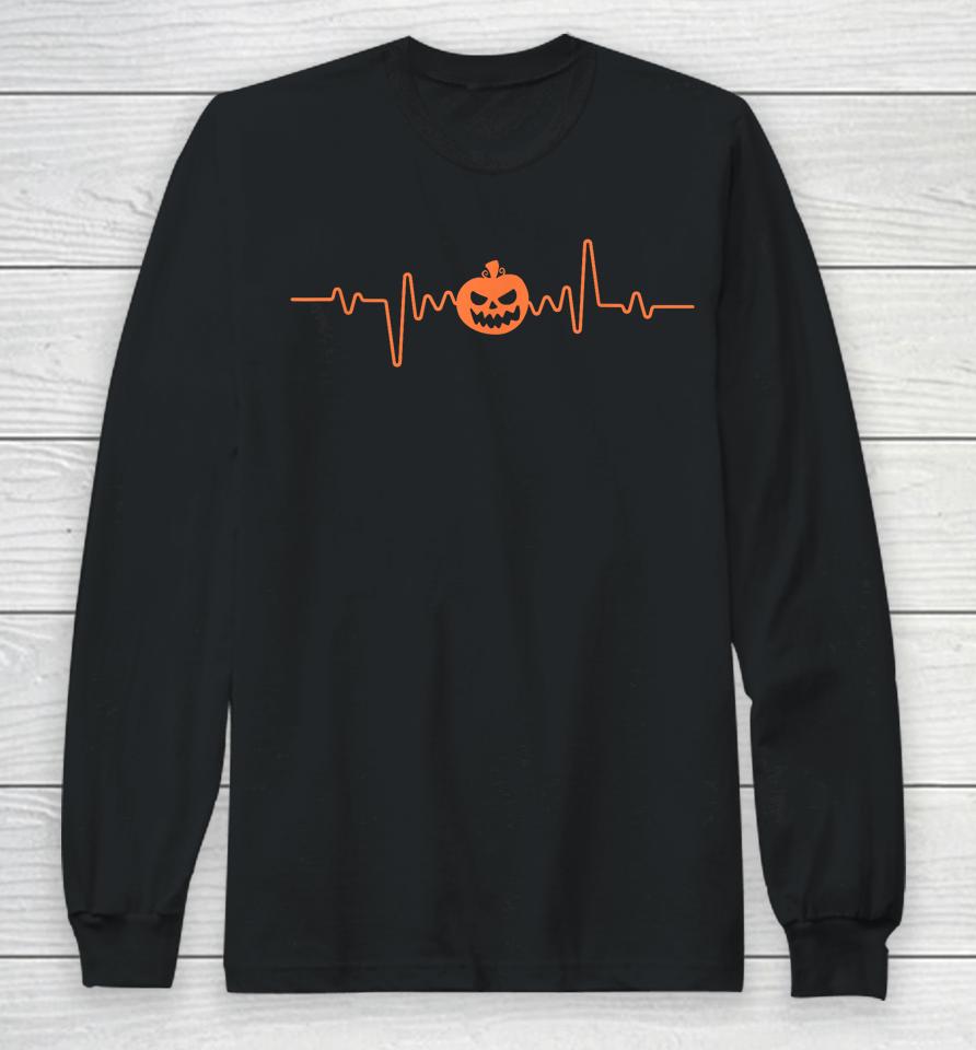 Pumpkin Heartbeat Halloween Pumpkin Lover Long Sleeve T-Shirt