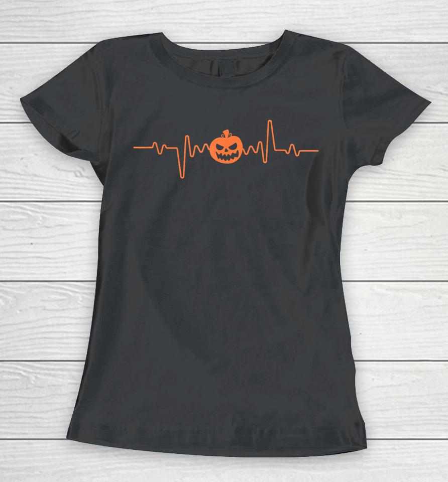 Pumpkin Heartbeat Halloween Pumpkin Lover Women T-Shirt