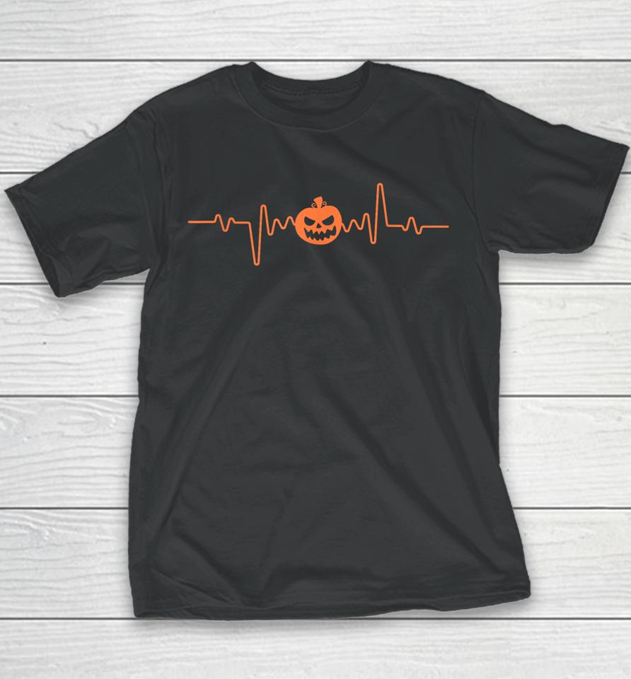 Pumpkin Heartbeat Halloween Pumpkin Lover Youth T-Shirt