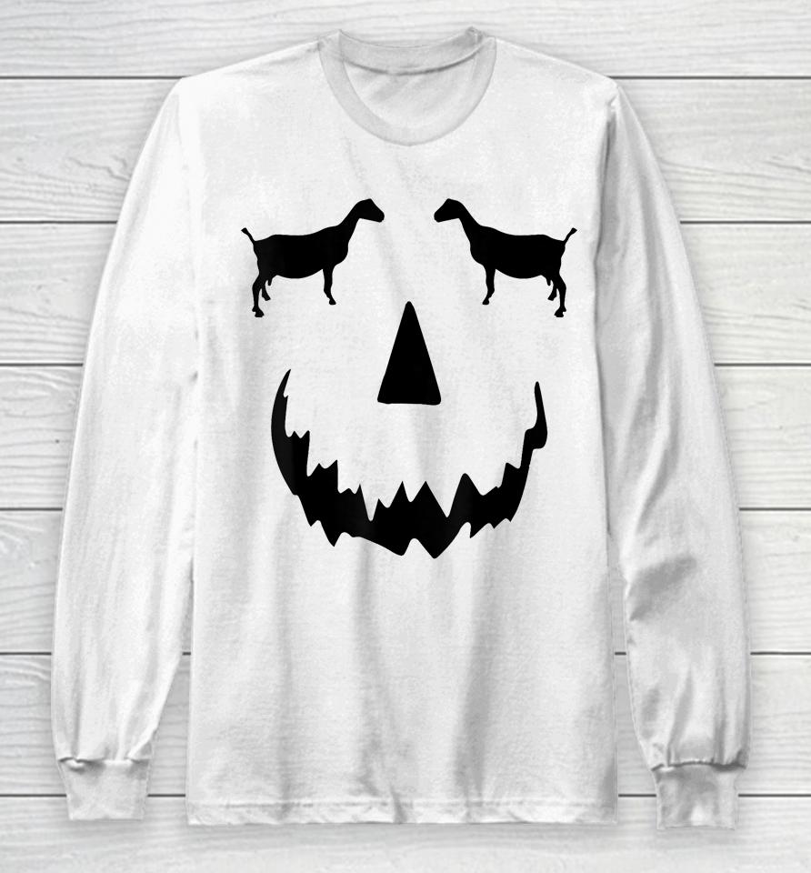 Pumpkin Lamancha Goat Halloween Long Sleeve T-Shirt