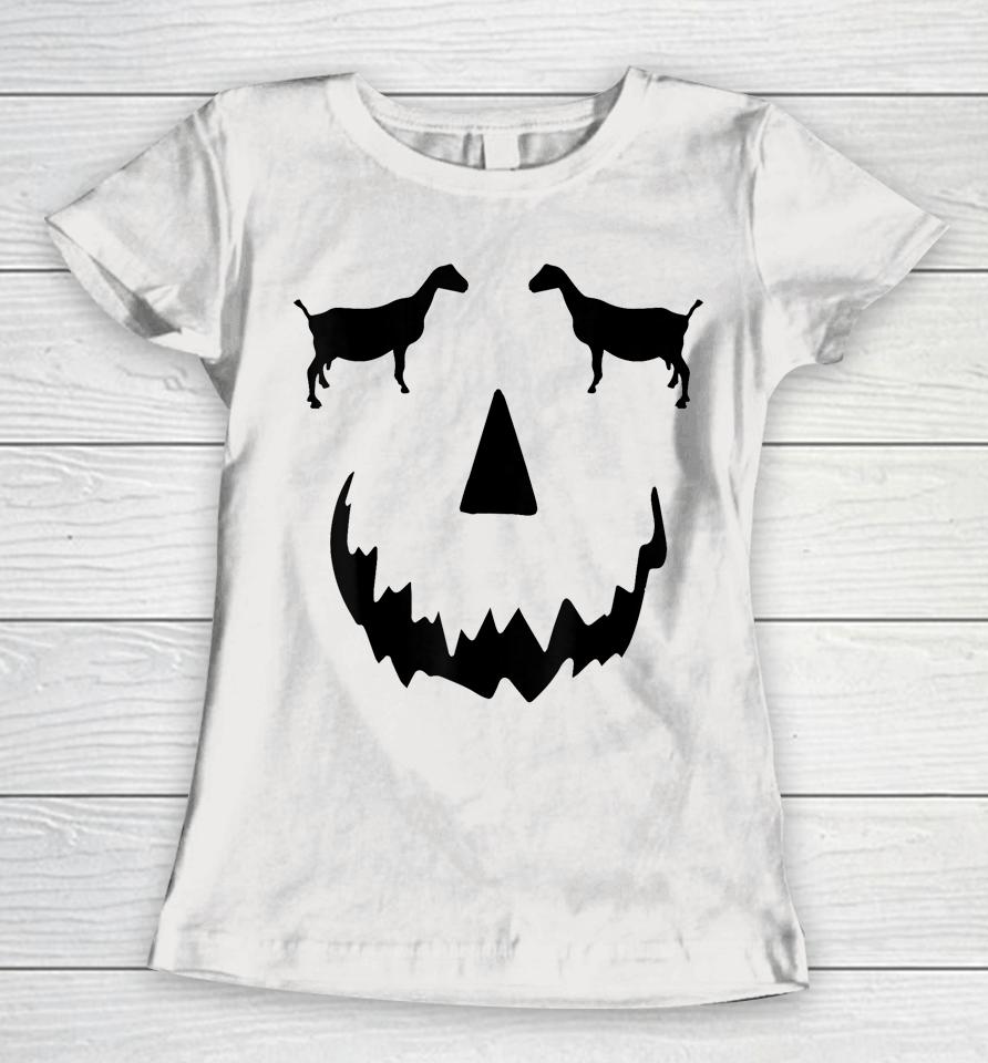 Pumpkin Lamancha Goat Halloween Women T-Shirt