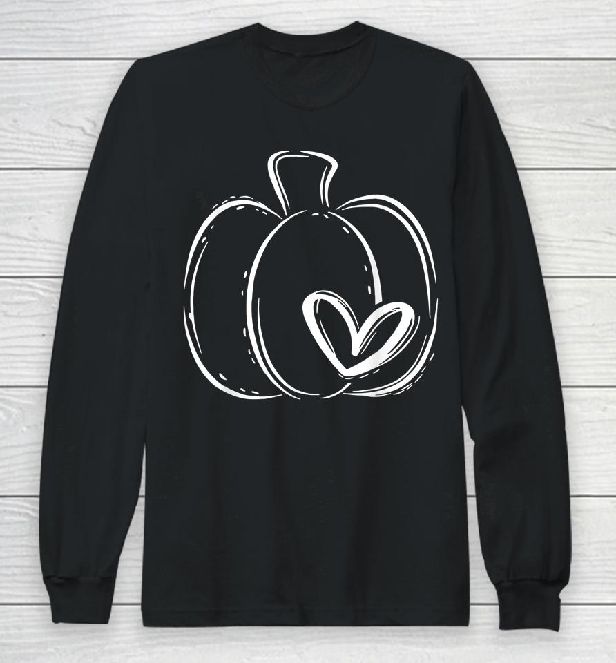Pumpkin Leopard Print Thanksgiving Fall For Women Teen Girls Long Sleeve T-Shirt