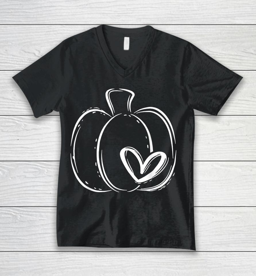 Pumpkin Leopard Print Thanksgiving Fall For Women Teen Girls Unisex V-Neck T-Shirt