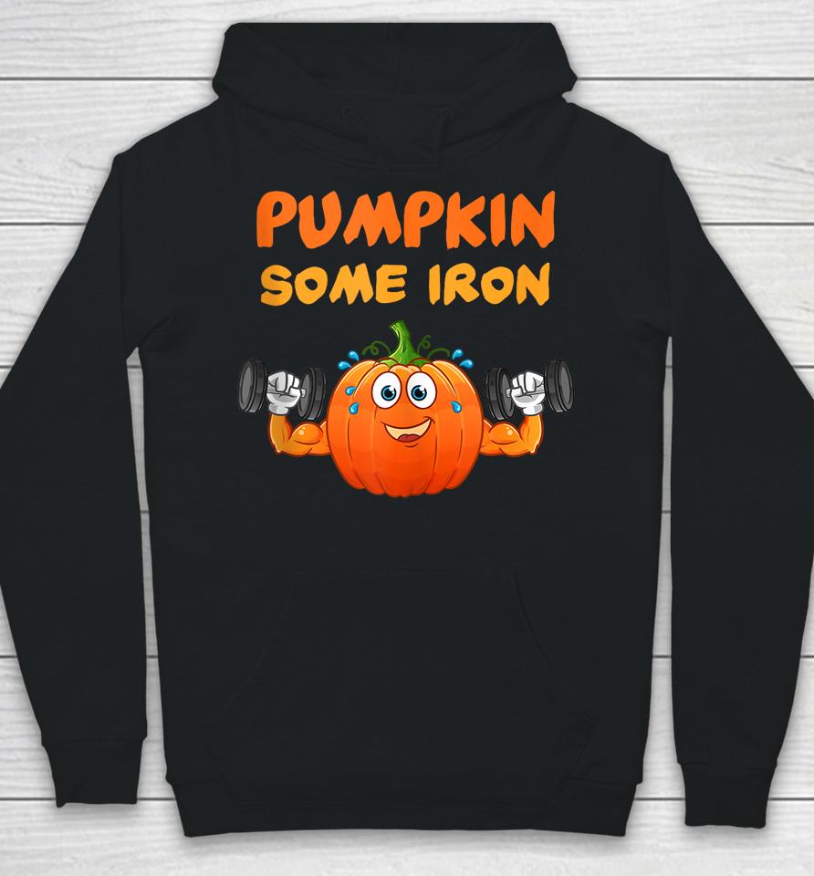 Pumpkin Some Iron Funny Halloween Gym Workout Lift Costume Hoodie
