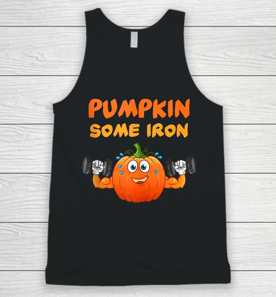 Pumpkin Some Iron Funny Halloween Gym Workout Lift Costume Unisex Tank Top