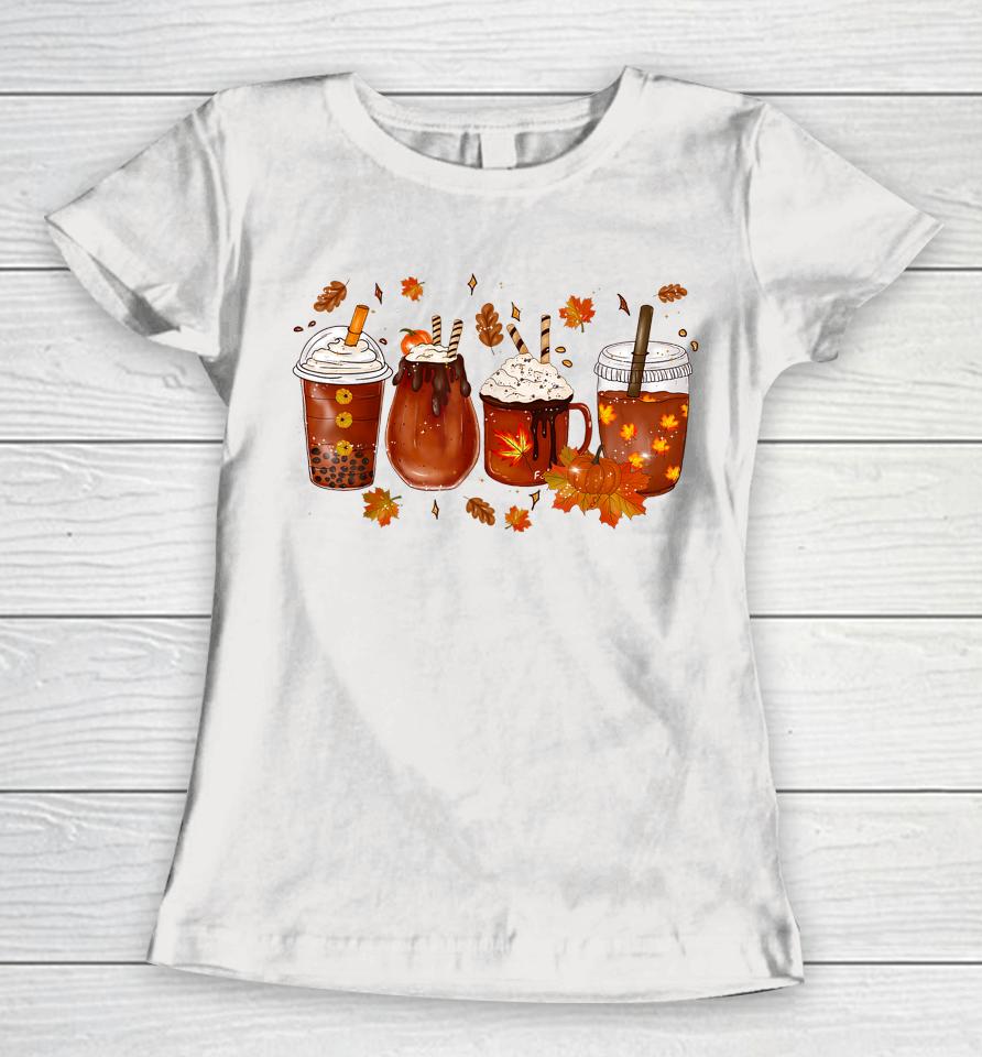 Pumpkin Spice Coffee Latte Fall Autumn Season Women T-Shirt