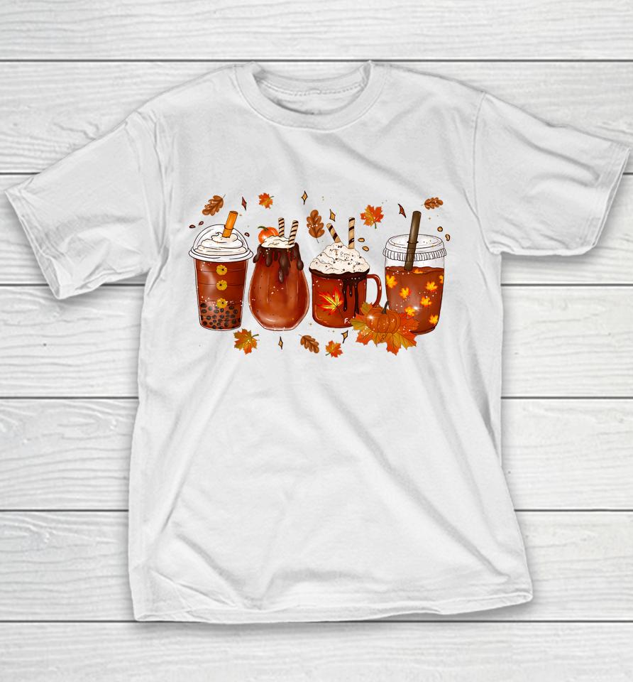 Pumpkin Spice Coffee Latte Fall Autumn Season Youth T-Shirt