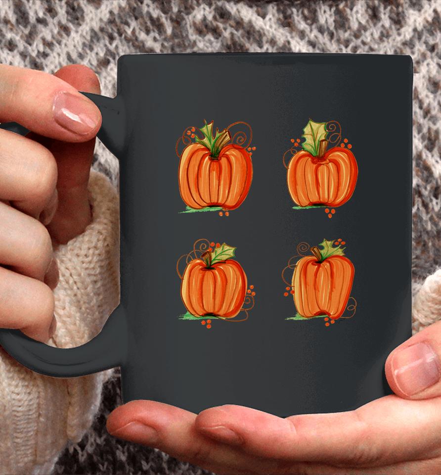 Pumpkin Treat Halloween Orange Fall Handpainted Autumn Cute Coffee Mug
