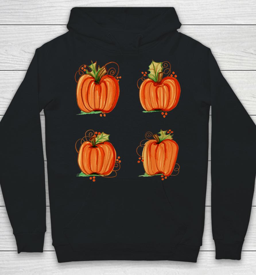 Pumpkin Treat Halloween Orange Fall Handpainted Autumn Cute Hoodie