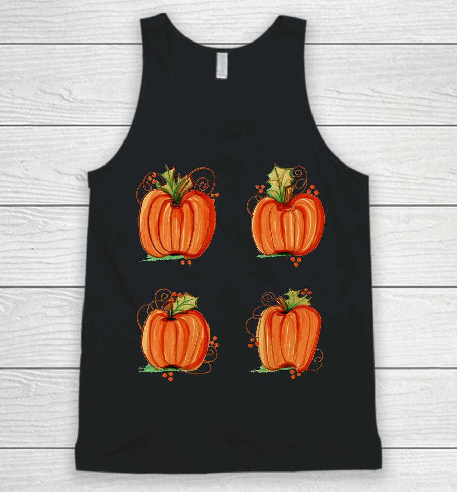 Pumpkin Treat Halloween Orange Fall Handpainted Autumn Cute Unisex Tank Top